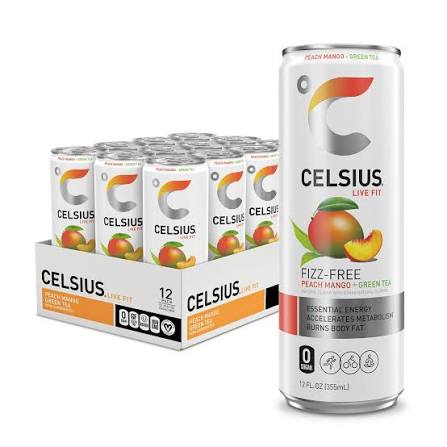 Celsius | RTD Original | Peach Mango Green Tea Fizz Free